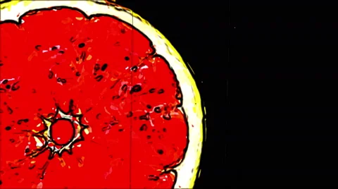 Orange Citrus Rotating Vector Loop Animation with Scratch Effect Stock Footage 64882244