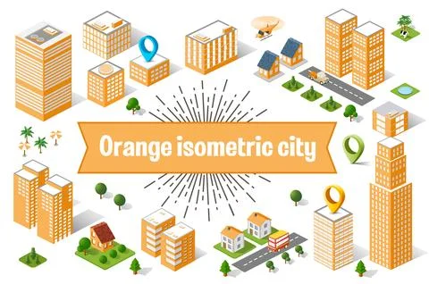 Orange city  skyscraper Stock Illustration
