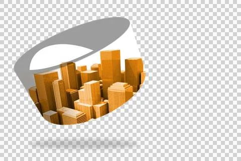 Orange cityscape on abstract screen Stock Illustration
