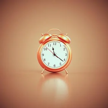 Orange classic alarm clock. Stock Illustration