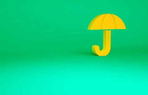 Orange Classic elegant opened umbrella icon isolated on green background. Rai 库存插图
