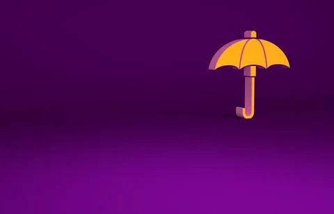 Orange Classic elegant opened umbrella icon isolated on purple background. Ra Stock Illustration
