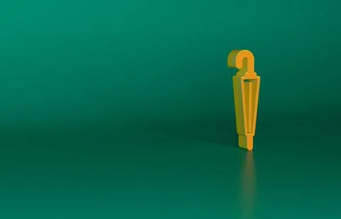 Orange Classic elegant umbrella icon isolated on green background. Rain Illustrazione stock