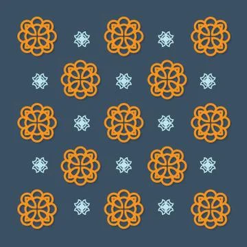 ORANGE CLASSIC FLORA PATTERN Stock Illustration