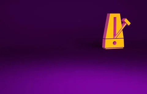 Orange Classic Metronome with pendulum in motion icon isolated on purple back Stock Illustration