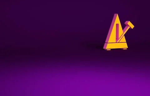 Orange Classic Metronome with pendulum in motion icon isolated on purple back Stock Illustration
