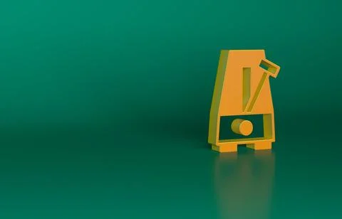 Orange Classic Metronome with pendulum in motion icon isolated on green Stock Illustration