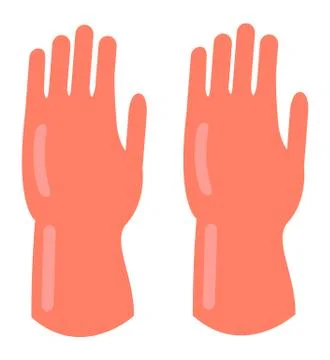 Orange cleaning gloves flat icon vector. Hand glove latex illistration, rubber Stock Illustration