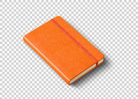 Orange closed notebook isolated on white Stock Photos
