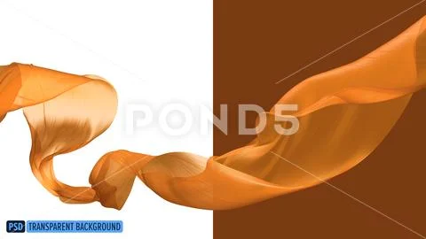 Orange cloth flying the wind isolated on transparency background 3d render PSD Template