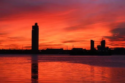 Orange cloud in the city Stock Photos