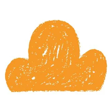 Orange cloud, hand-drawn with chalk or pencil, childs craft. Stock Illustration