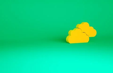 Orange Cloud icon isolated on green background. Minimalism concept. 3d illust Stock Illustration