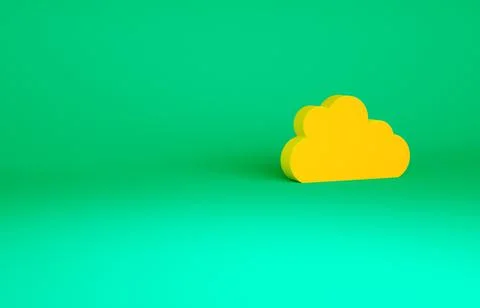 Orange Cloud icon isolated on green background. Minimalism concept. 3d illust Illustrazione stock