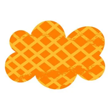 Orange cloud shape with yellow crayon lattice strokes pattern, paper cut out Stock Illustration