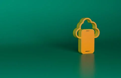 Orange Cloud technology data transfer and storage icon isolated on green イラスト素材