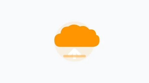 Orange cloud upload icon flat design icon for storage upload. Clean minimal 스톡 동영상 342622730