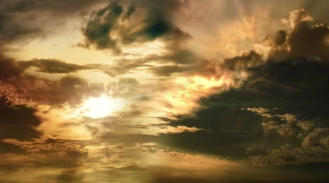 Orange Clouds drift across the sky Stock Footage 42854315