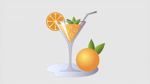 Orange cocktail animation on alpha Stock Footage 307852546