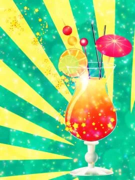 Orange cocktail with decorations Stock Illustration