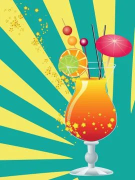 Orange cocktail with decorations Stock Illustration