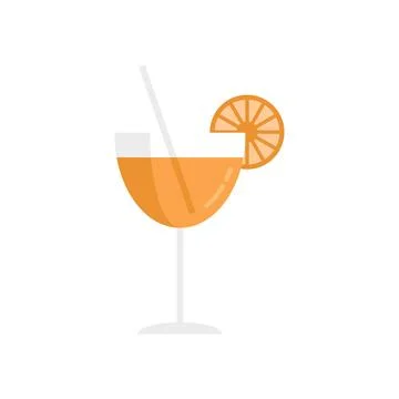 Orange cocktail icon flat vector. Juice fruit Illustrazione stock