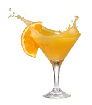 Orange cocktail with splashes. Vector illustration Stock Photos