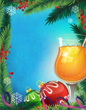 Orange cocktail on a winter background Stock Illustration