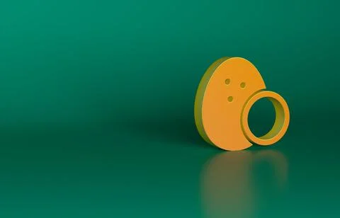 Orange Coconut icon isolated on green background. Minimalism concept. 3D render 스톡 일러스트