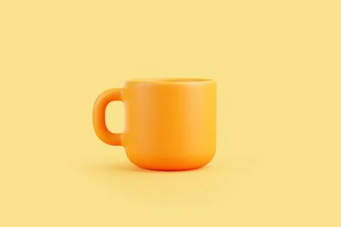 Orange Coffee Mug 3D Illustration on Yellow Background Stock Illustration