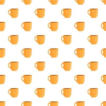 Orange coffee mugs repeating pattern seamless background Stock Illustration