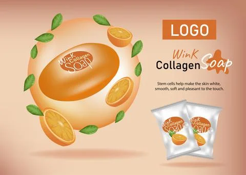 Orange Collagen Soap. Stock Illustration