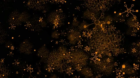 Orange color 3d mesh of tech elements and neurons, Technology background Stock Footage 231360692