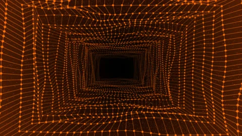 Orange color 3d rectangular mesh wiggling effect background Video stock 228734221