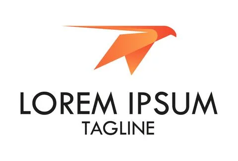 Orange Color Abstract Shape Fast Bird Logo Design	 Stock Illustration