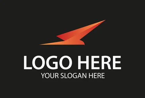 Orange Color Abstract Shape Fast Bird Logo Design	 Stock Illustration