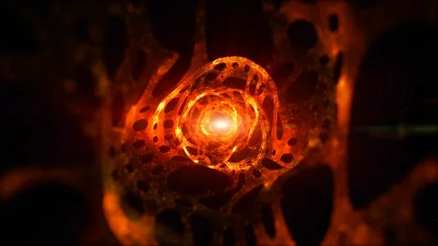 Orange color abstract technology digital tunnel and Digital particle flow bac Stock Footage 122983290