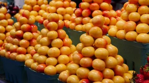 Orange color cherries, cherry tomatos Stock Photos