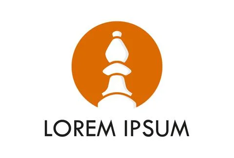 Orange Color Circle Negative Space Chess Pion Logo Design	 Stock-Illustration