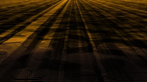 Orange color digital data flow particles cyber technology futuristic background Stock Footage 296089018