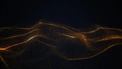 Orange color digital particles wave flow cyberspace abstract motion Stock Footage 254974455