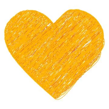 Orange color Hand drawn scribble Heart Shape Minimalistic Flat Love Themed Stock Illustration