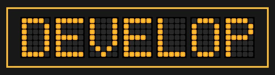 Orange color led in word develop on black background Stock Illustration