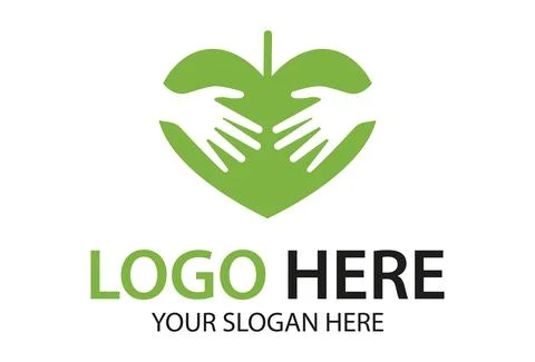 Orange Color Negative Space Hand Love Fruit Logo Design Stock Illustration