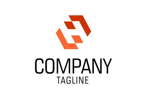 Orange Color Negative Space Initial Letter H Square Logo Design	 Stock Illustration