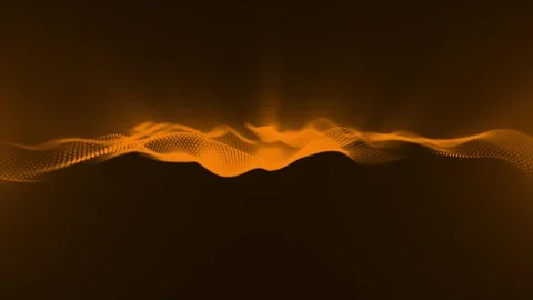Orange color particles wave Cyber technology background Stock Footage 296089095