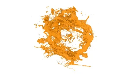 Orange color ring splashes wild and turbulent - on white, with alpha (FULL HD) Vídeos de archivo 83831165