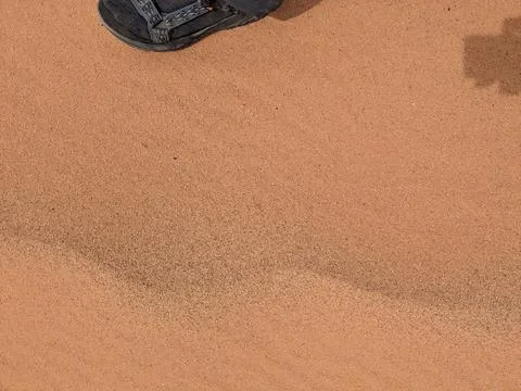 Orange color sand texture pattern background. Wadi Rum desert, Jordan,Arabia Stock Photos