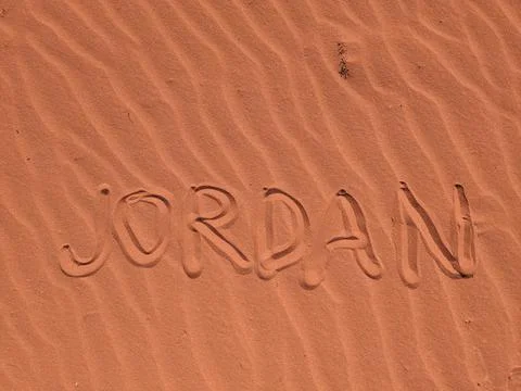 Orange color sand texture pattern background. Wadi Rum desert, Jordan,Arabia Stock Photos