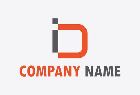 Orange Color Simple Initial Letter I D Square Logo Design	 Illustrazione stock